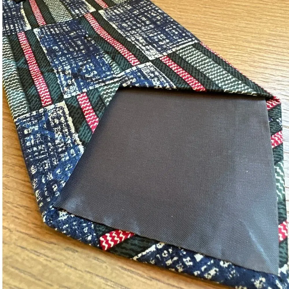 Stefano Milano Men Neck Tie Made In Italy 100% Silk Geometric Blue Red Green